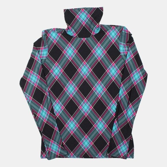 Marc Cain Womens Long Sleece Turtle Neck Shirt Black Turquoi Brand New with Tags - Picture 1 of 7